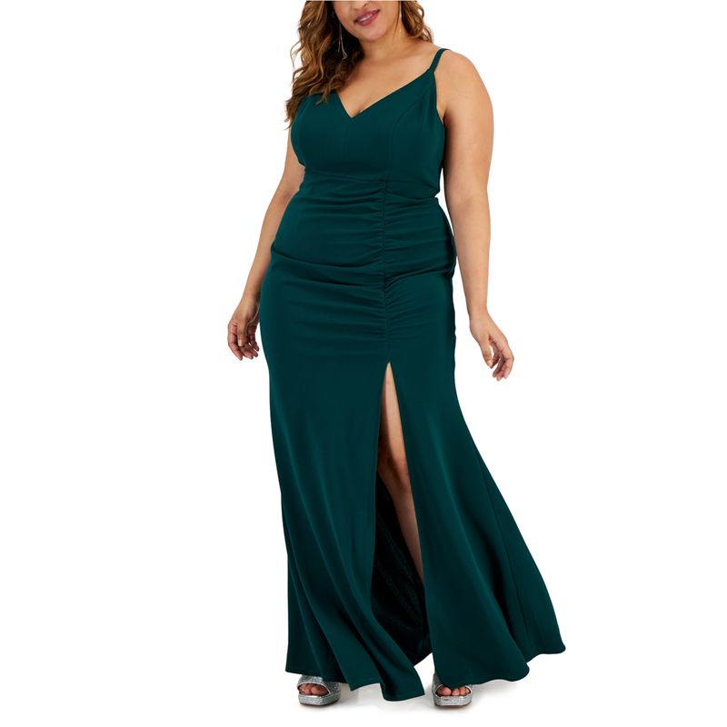 Emerald Sundae Womens Plus Size Featured Slit Gown Dress, Nwt